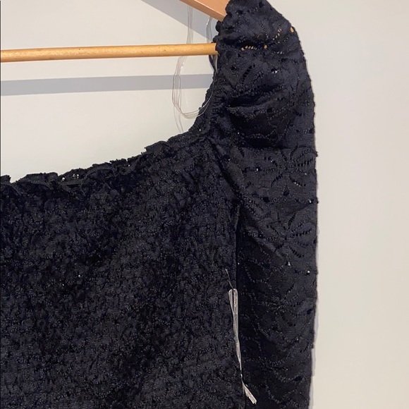 Iris Womens Lace Longsleeve Off Shoulder Crop Top - Picture 4 of 7